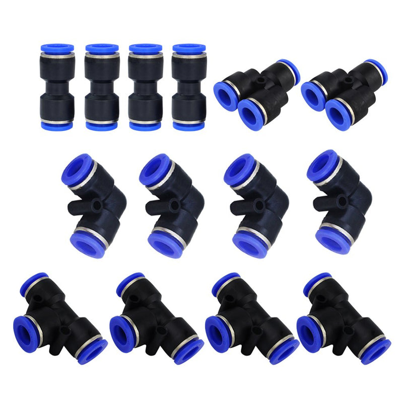 [Australia - AusPower] - Metalwork Plastic 12mm OD Push To Connect Fittings Pneumatic Fittings Kit 2 Spliters+4 elbows+4 tee+4 Straight Union Ultimate Professional Set 14 Pack (12mm combo) Metric Tube 