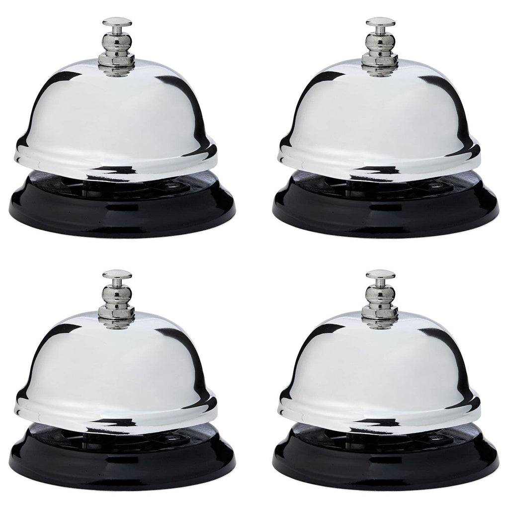 [Australia - AusPower] - Bellhop Bell for Hotel Front Desk, Counter, Classroom (Silver, 2.5 x 2 in, 4 Pack) 