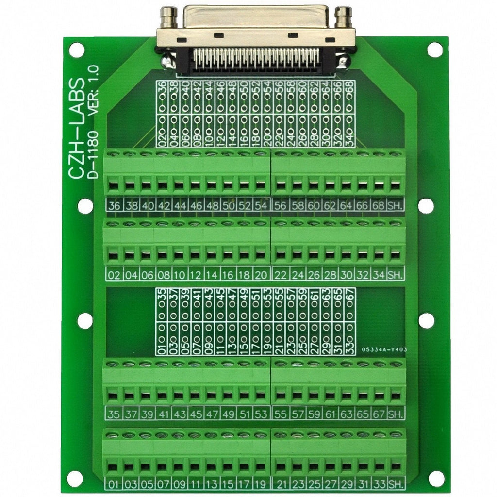 [Australia - AusPower] - Electronics-Salon 68-Pin VHDCI DSUB SCSI-5 Screw Terminal Block Breakout Board. 