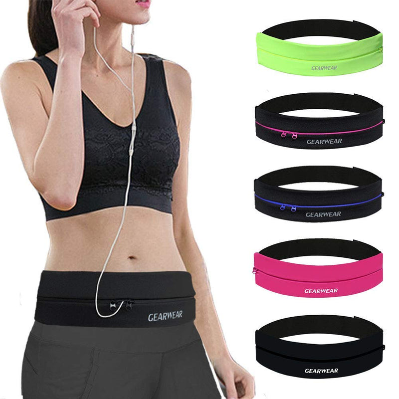 [Australia - AusPower] - GEARWEAR Waistband Running Belt for Phone Holder Runner Pocket Pouch for Marathon Wallking Fitness Jogging Workout Gym Sports Travel Exercise Black/27"-43" 