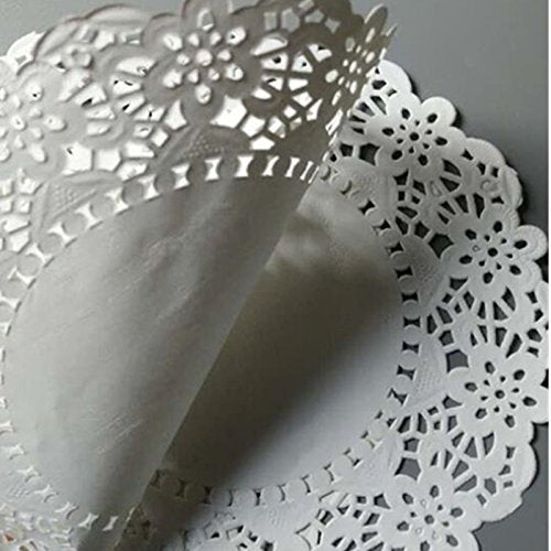 [Australia - AusPower] - U.WILL 180 Pieces 6.5inch White Lace Round Paper Doilies Cake Packaging Pads Wedding Tableware Decoration 