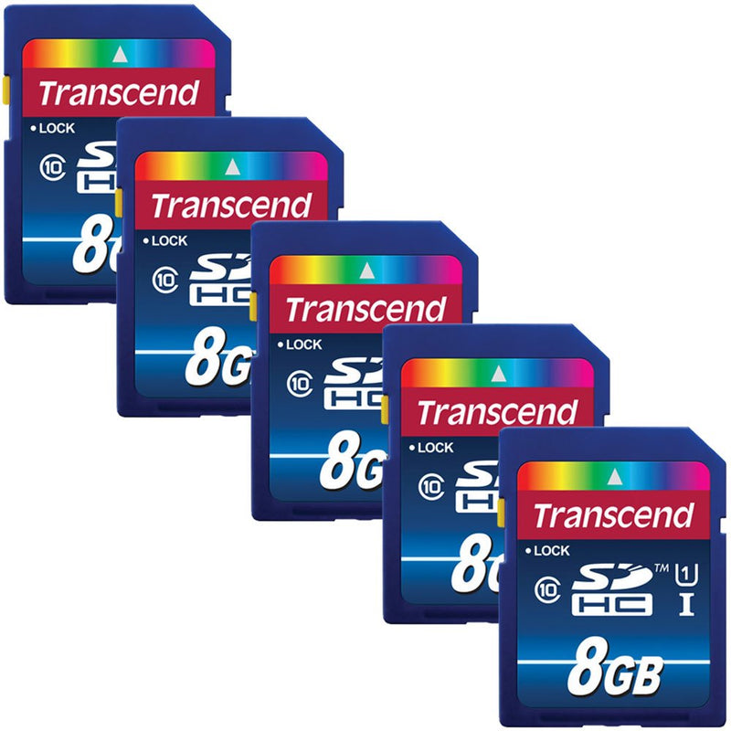 [Australia - AusPower] - Transcend 8GB SDHC Memory Card Premium Class 10 UHS-I (Pack of 5) TS8GSDU1 - Top Value Bundle 