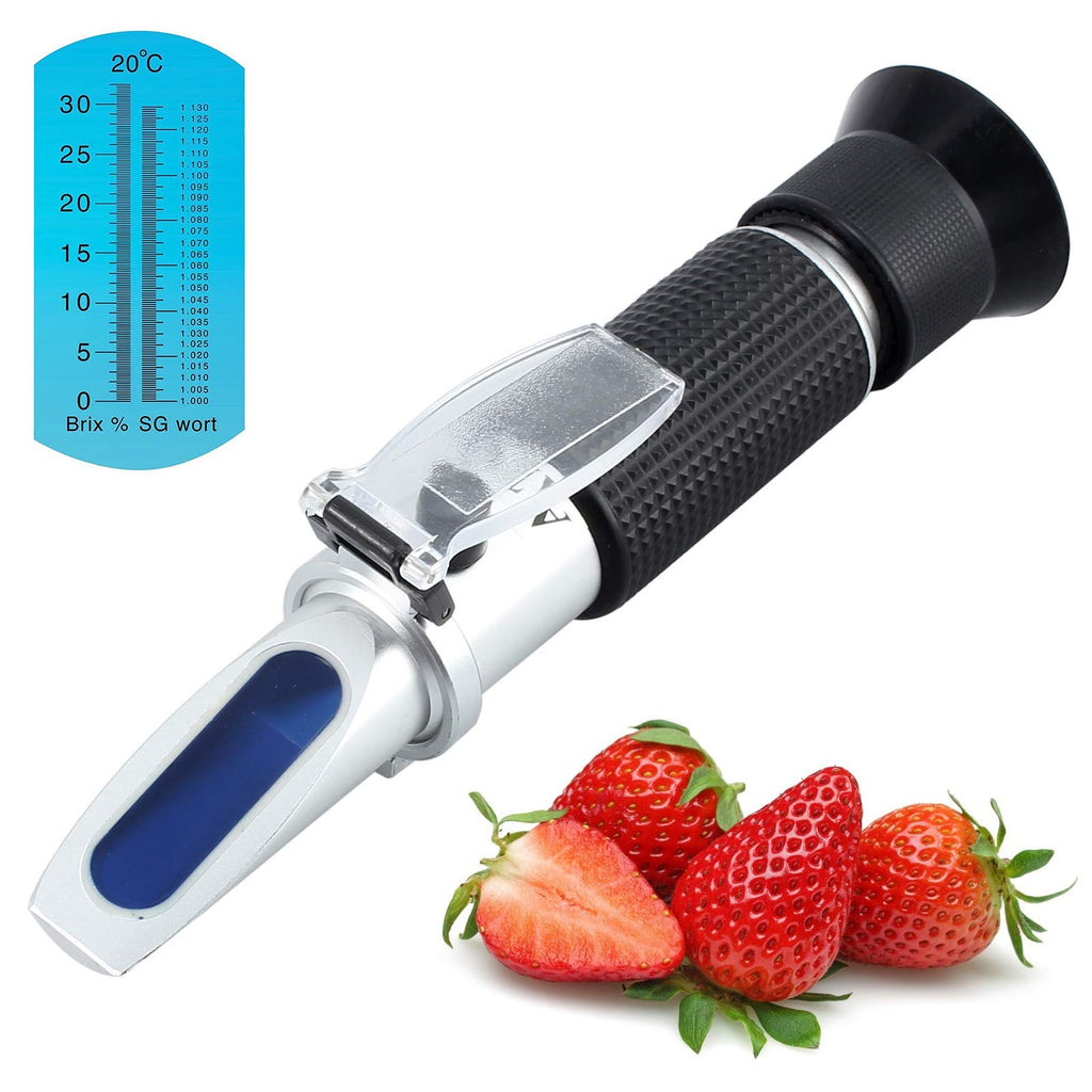 [Australia - AusPower] - AUTOUTLET Brix Refractometer with ATC, Digital LCD Display Dual Scale Brix 0~32% & Wort Specific Gravity 1.000~1.130 for Beer Wine Fruit Juice Sugar Homebrew 