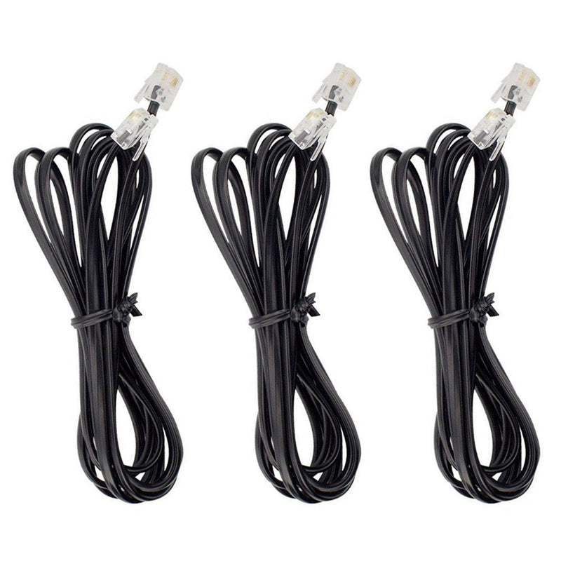 [Australia - AusPower] - Phone Cord,AIMIJIA 6P4C Black Phone Telephone Extension Cord Cable Line Wire RJ11 6P4C Modular Plug for Landline Telephone Modem Accessory (6ft-3 Pack) Standard Packaging 
