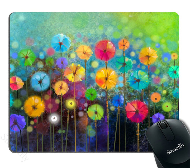 [Australia - AusPower] - Smooffly Watercolor Nature Landscape Floral Mouse Pad, Blossom Plants Herbs Garden Scene Colorful Spring Petal Flowers Personalized Mouse Pads SM-26 