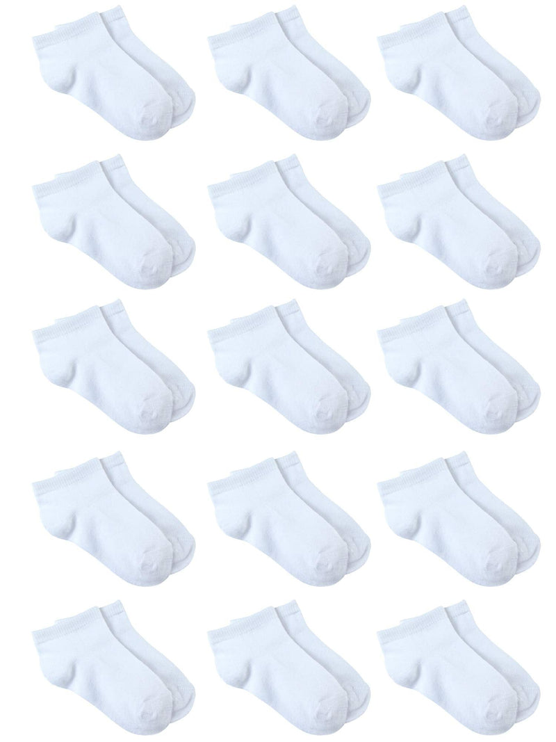 [Australia - AusPower] - Cooraby 15 Pack Kids' Half Cushion Low Cut Athletic Ankle Socks Boys Girls Ankle Socks White 2-4T 
