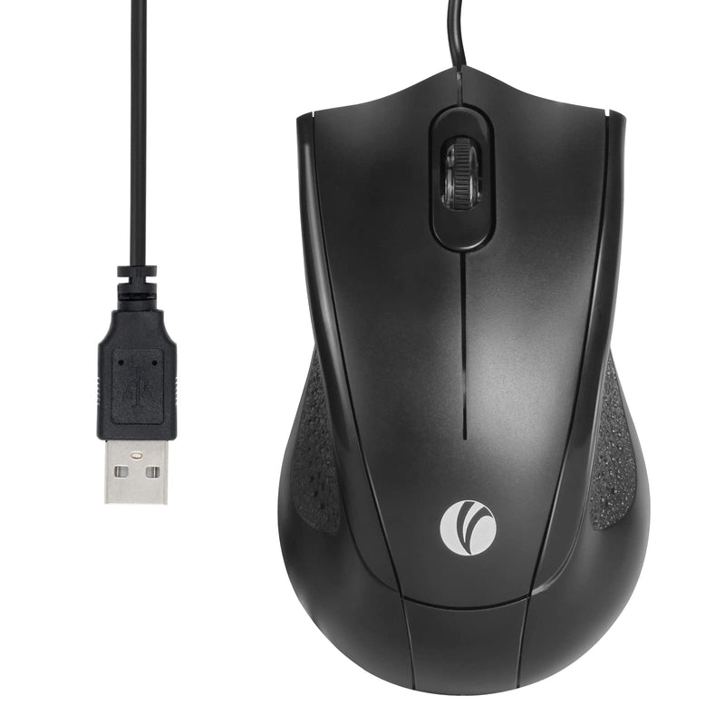 [Australia - AusPower] - VCOM Wired USB Mouse with 6-Foot Cord & 1200 DPI, Right or Left Hand Use for Work Study Home, 3-Button Ergonomic Optical Mouse Compatible with PC Laptops Desktop Computer Windows Vista Linux, Black 1-Pack 