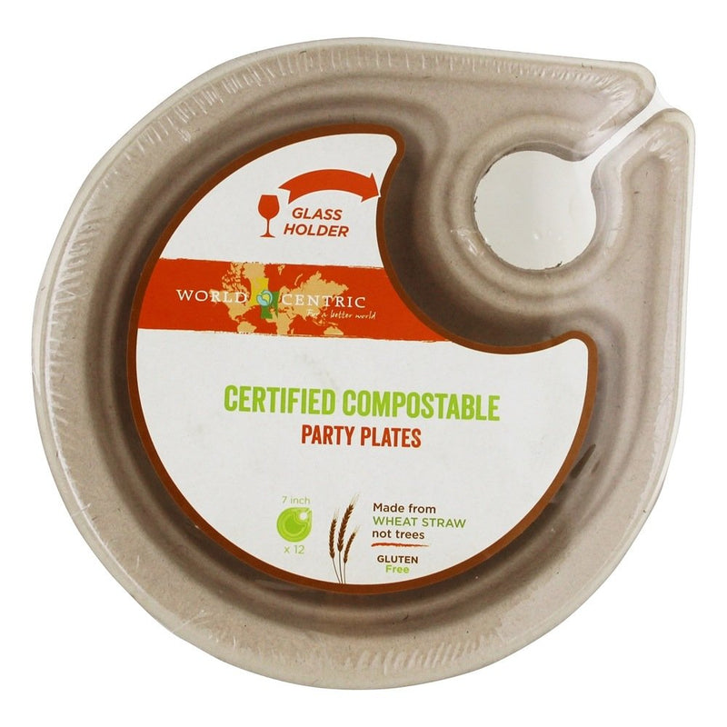 [Australia - AusPower] - World Centric - Certified Compostable Wheat Straw 7 inch Party Plates - 12 Pack 