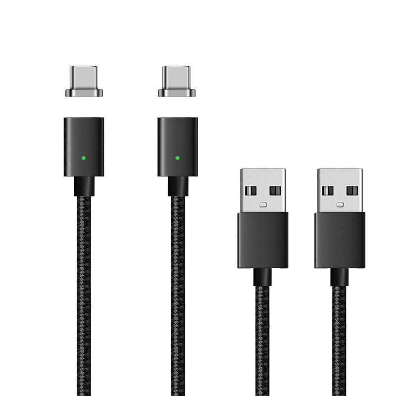 [Australia - AusPower] - Netdot Gen7 Nylon Braided USB-C Magnetic Fast Charging Cable Compatible with Type-C Smartphone(3.3ft /2 Pack Black) 3.3ft/2 Pack black 