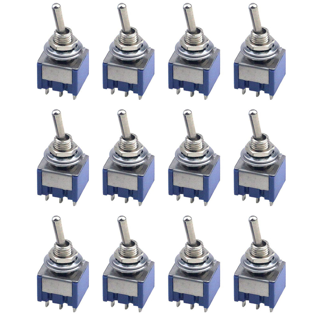 [Australia - AusPower] - Antrader 12 Pcs AC 125V 6A Amps ON/ON 6 Pin 2 Position DPDT Mini Toggle Switch Blue 