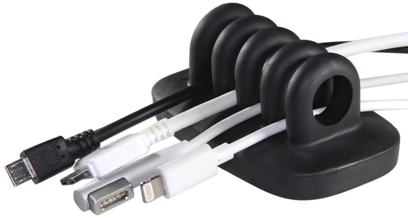 [Australia - AusPower] - Desktop Cable Organizer, Weighted, No Bad Smell, Bundled with 4 Reusable Cable Ties (Black) Black 