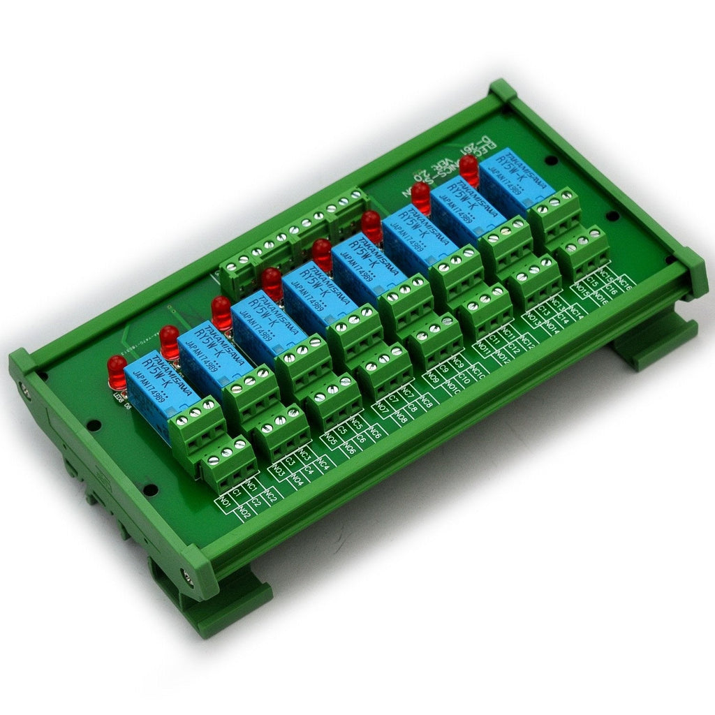 [Australia - AusPower] - Electronics-Salon DIN Rail Mount 8 DPDT Signal Relay Interface Module. (Operating Voltage: DC 5V) Operating Voltage: DC 5V 