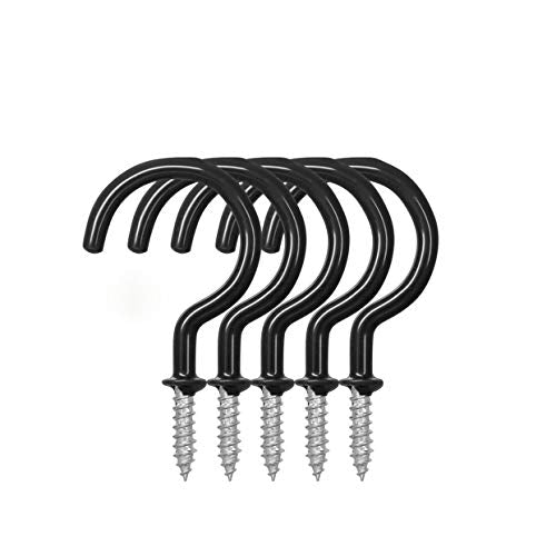 [Australia - AusPower] - Guard 2.86inch Ceiling Hooks/Cup Hooks/Mug Hooks, Strong and Durable Vinyl Coated Screw-in Hooks, for Hanging Mugs,Planters,Wind Chimes and Patio Lights, Fits Interior and Exterior use, 25pcs (Black) Black 