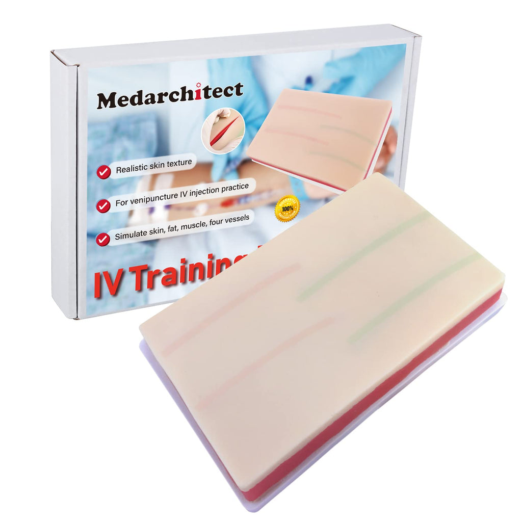 [Australia - AusPower] - Medarchitect Venipuncture IV Injection Training Pad Model with 4 Veins Imbedded and 3 Skin Layers for Medical Students Doctors Nurses Practice 