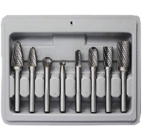 [Australia - AusPower] - Carbide Burr Set 8pcs JESTUOUS 1/4 Inch Shank Diameter Double Cut Edge Rotary Files Metal Grinding Polishing Carving Tool Drill Bits for Die Grinder Kits 