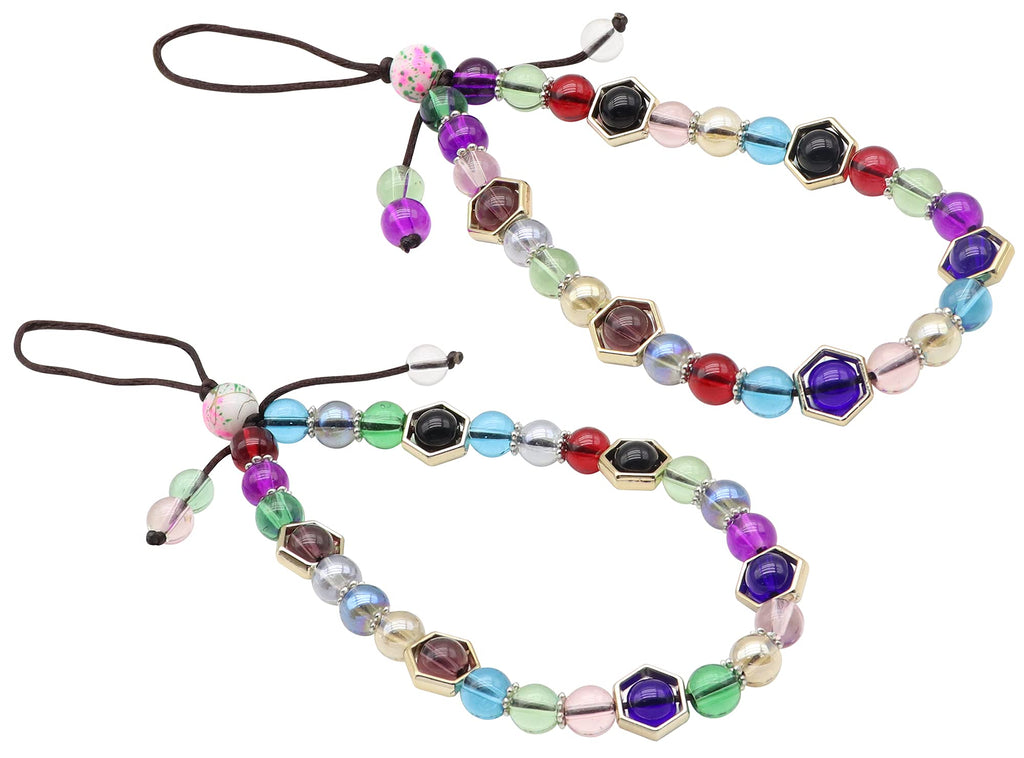 [Australia - AusPower] - zdyCGTime Cell Phone Lanyard mobile chain Anti-lost crystal beads colored wrist lanyard strap Mobile Phone Charm Car Key Decor Camera Wallet MP3 U disk PSP key chain(2Pack-17cm/Multicolor) 17cm Multicolor 