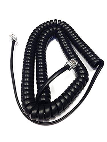 [Australia - AusPower] - The VoIP Lounge Replacement 12 Foot Black Handset Receiver Curly Coil Cord for Panasonic Landline Phone 