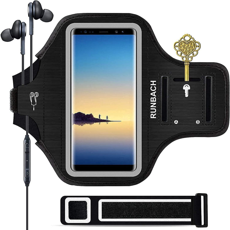 [Australia - AusPower] - RUNBACH Galaxy Note 20/10+/9/8 Armband,Sweatproof Running Exercise Bag with Key Holder and Card Slot for Galaxy Note 20/10+/9/8(Black) Black 