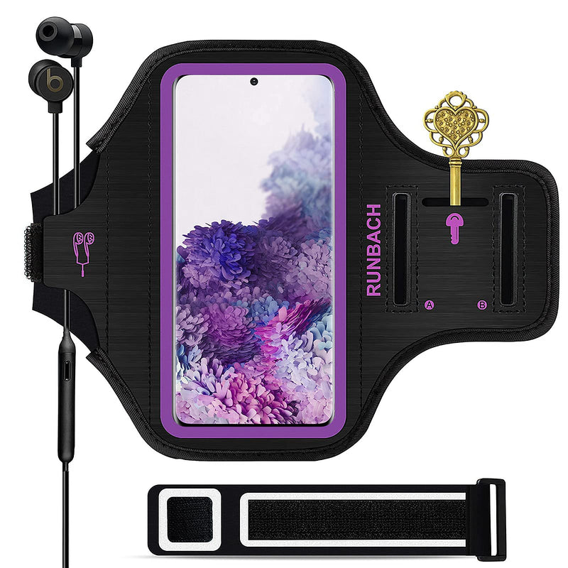 [Australia - AusPower] - Galaxy S8+/S9+/S10+/S20+ Armband,RUNBACH Sweatproof Running Exercise Gym Bag with Key Holder and Card Slot for Samsung Galaxy Phones(Purple) Purple 