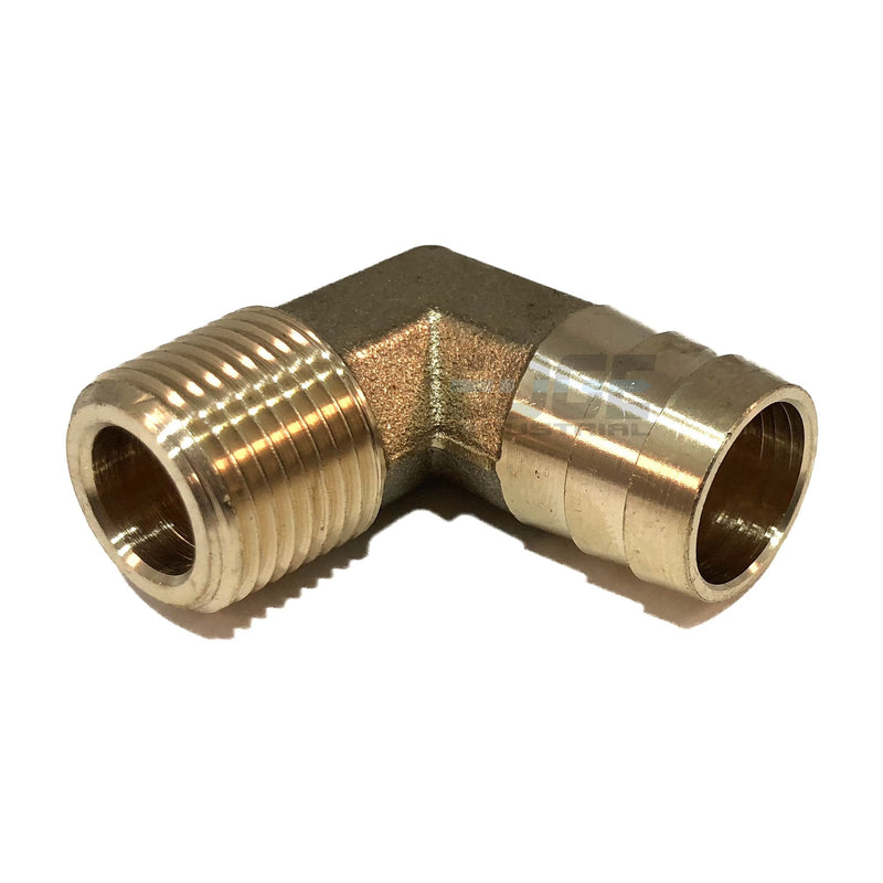[Australia - AusPower] - EDGE INDUSTRIAL 5/8" Hose ID to 3/8" Male NPT MNPT 90 Degree Elbow Brass Fitting Fuel / AIR / Water / Oil / Gas / WOG (Qty 01) QTY 01 