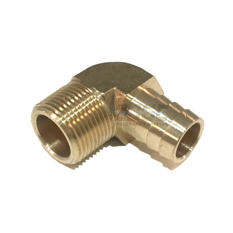 [Australia - AusPower] - EDGE INDUSTRIAL 3/4" Hose ID to 3/4" Male NPT MNPT 90 Degree Brass Elbow Fitting Fuel/AIR/Water/Oil/Gas/WOG QTY 01 