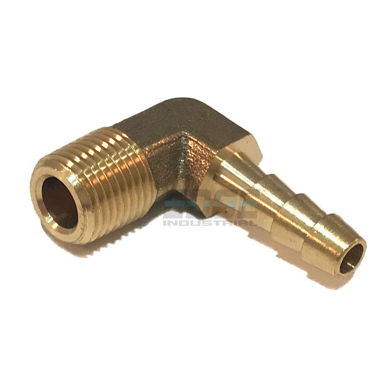[Australia - AusPower] - EDGE INDUSTRIAL 3/16" Hose ID to 1/8" Male NPT MNPT 90 Degree Brass Elbow Fitting Fuel/AIR/Water/Oil/Gas/WOG QTY 01 
