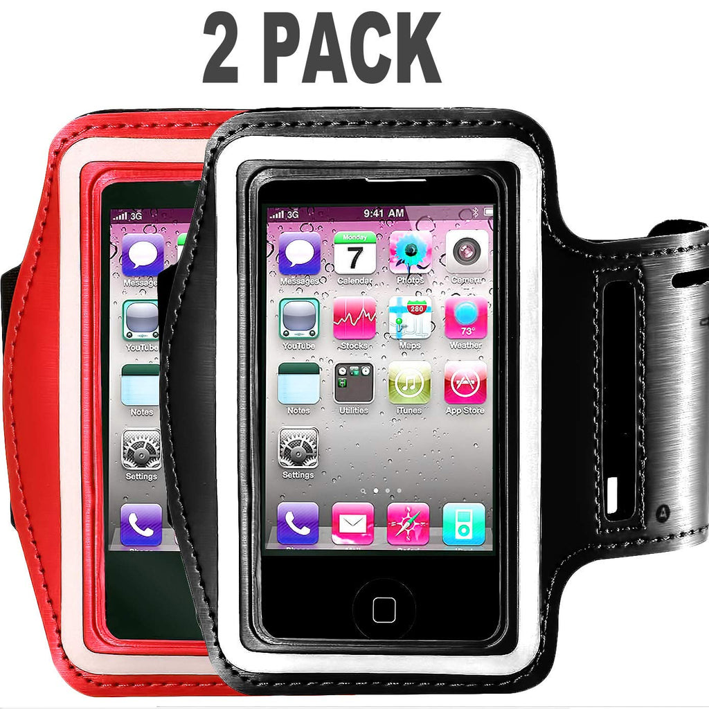 [Australia - AusPower] - [2pack] Water Resistant CaseHQ Running Sports Armband Phone Case with Key Holder for Fitness Exercise Gym Workout for iPhone X XR MAX 8 7 Plus,6 Plus,6S Plus (5.5-Inch),Galaxy s8,S9 S6/S5 (Black+red) 