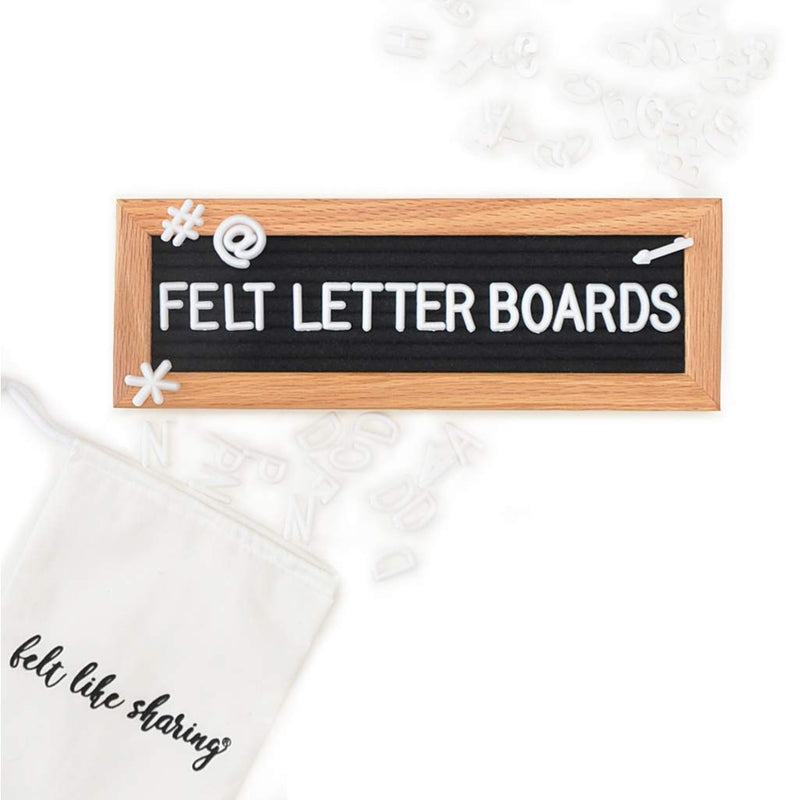 [Australia - AusPower] - Small Felt Letter Board with Letters and Numbers, Message Board W/ Oak Frame, 10 x 3.5 Inches, Changeable Letter Board, Includes 150 3/4 Inch White Plastic Letters for Signs, Black Felt Letter Board 10"x3.5" 