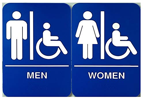 [Australia - AusPower] - ADA Mens and Womens Restroom Braille 9 in x 6 in Signs With Braille Lettering By Retail Genius. Durable Plastic Placards Display Bathroom Location and Gender. Self-Adhesive Backing For Easy Install 