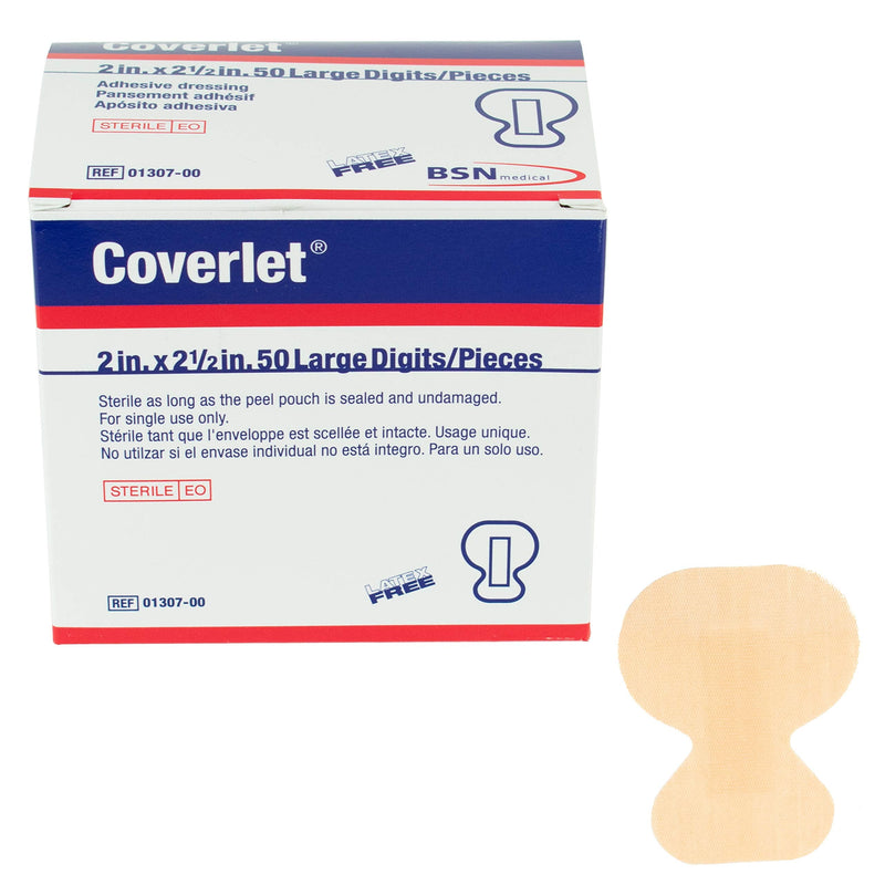 [Australia - AusPower] - BSN Medical Coverlet Bandages and Dressings, Fingertip, 2" x 2 1/2", Box of 50 