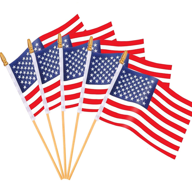 [Australia - AusPower] - 65 Pack Wooden Stick American Flags Hand Held Mini US Flags for American Independence Day (4x6 Inches) 4x6 Inches 