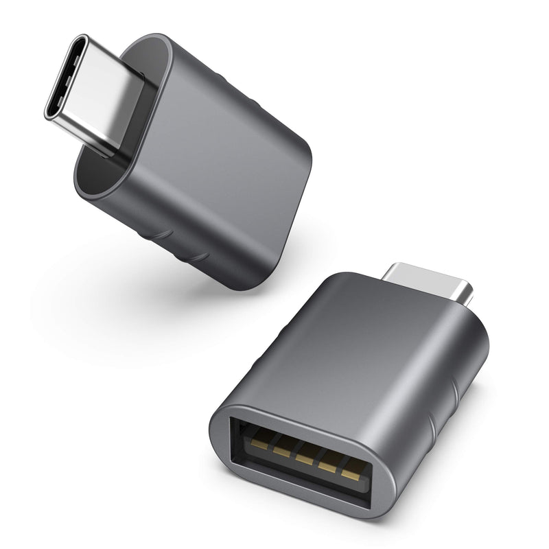 [Australia - AusPower] - Syntech USB C to USB Adapter Pack of 2 USB C Male to USB3 Female Adapter Compatible with MacBook Pro 2021 iMac iPad Mini 6/Pro MacBook Air 2020 and Other Type C or Thunderbolt 4/3 Devices Space Grey 