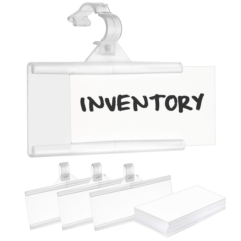 [Australia - AusPower] - Pack of 100 – Plastic Wire Shelf Label Holder, Sign and Ticket Holder, Easy Clip Design with Tight Snap Lock Closure. Height, 1-1/4" X Width, 3" | 100 Label Inserts Included 