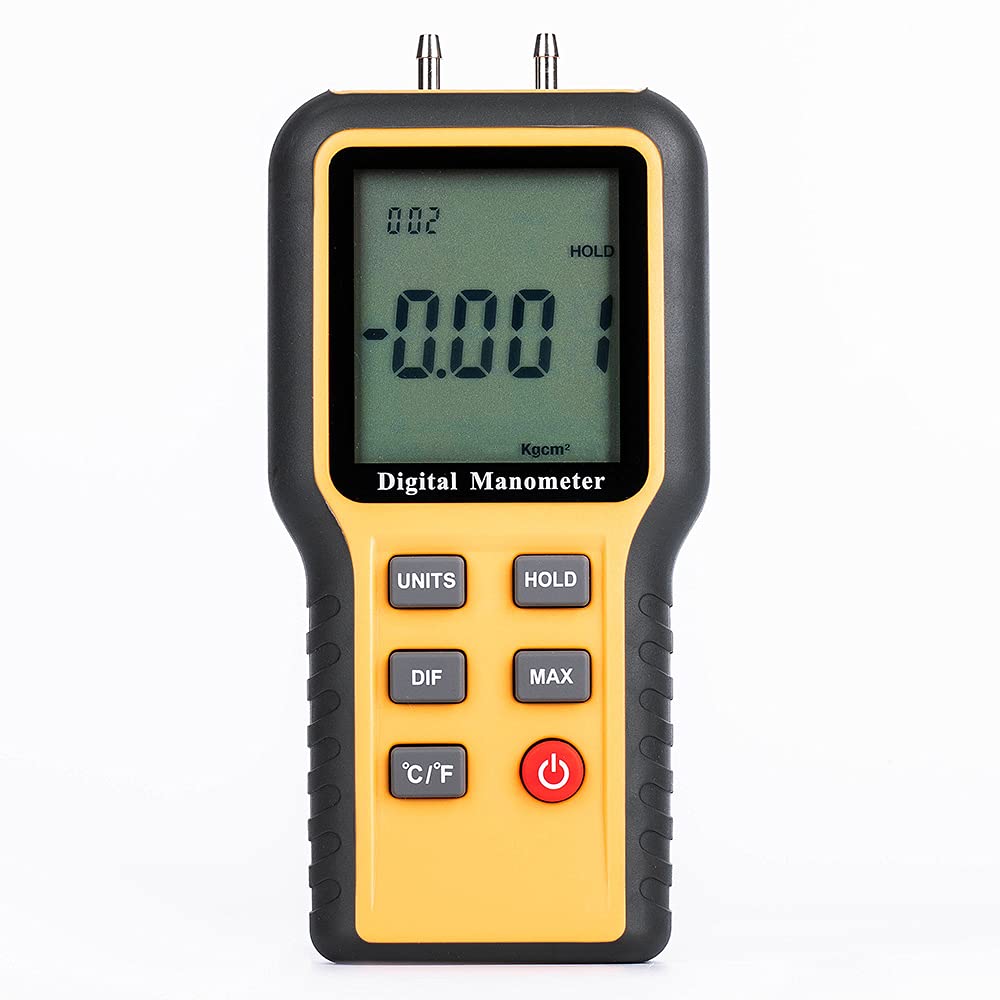 [Australia - AusPower] - Manometer , Professional Air Pressure Meter ,Dual-Port Manometer Pressure Gauge HVAC Gas Pressure Tester Measuring Range: ±20.68 kPa / ±2.999 psi ( Batteries included ) 