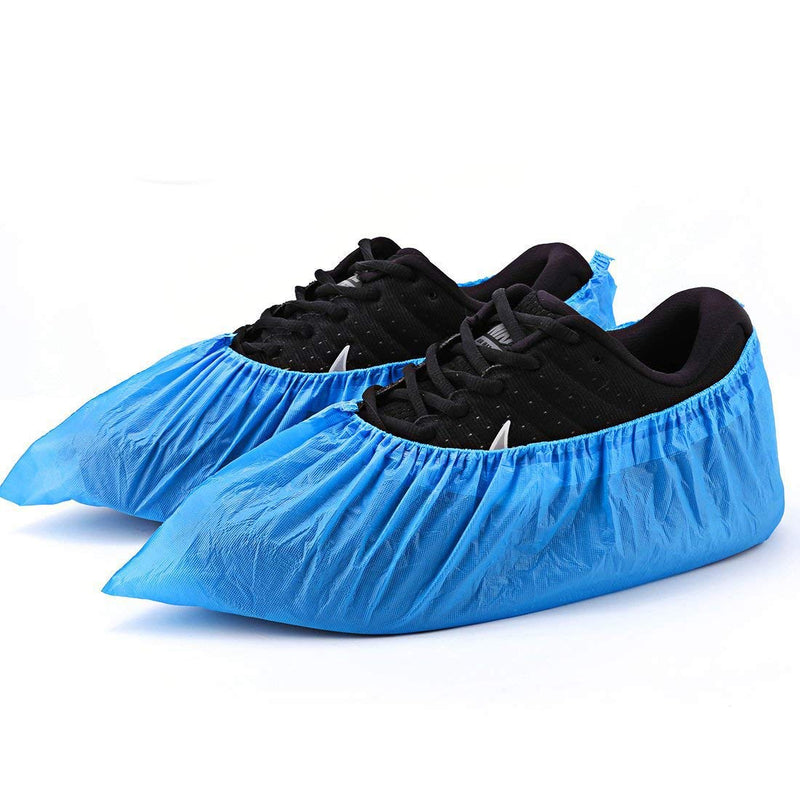 [Australia - AusPower] - OGUNUOKI Shoe Covers Disposable Recyclable -100 Pack(50 pairs) 15.7'' Hygienic Shoe & Boot Covers Waterproof Non-slip Shoe Booties for Indoors (Large Size - Up to US Men's 11 & US Women's 13) Plastic (CPE) 