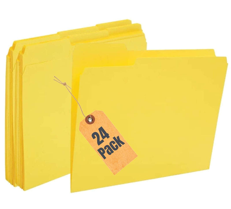 [Australia - AusPower] - 1InTheOffice Yellow File Folders Letter Size 1/3 Cut, 3-Tabbed File Folders, Letter Size File, "24Pack" 