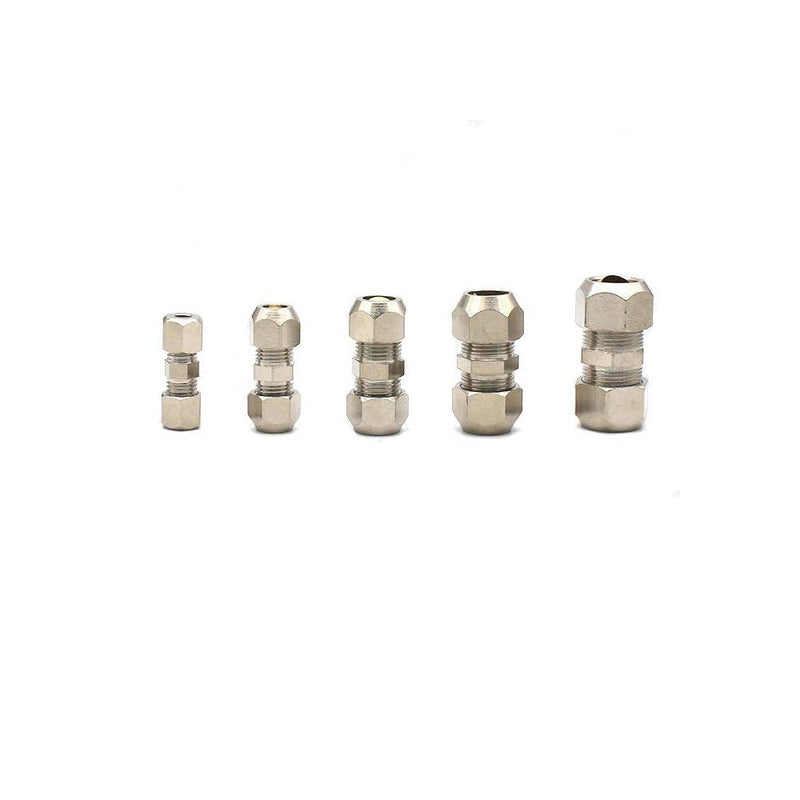 [Australia - AusPower] - Metalwork Metric Nickel Plated Brass Compression Tube Fitting, Union, Double Sleeve Straight Connector, 4mm OD x 4mm OD, Pack of 2) 