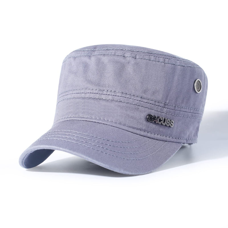 [Australia - AusPower] - CACUSS Men's Cotton Army Cap Cadet Hat Trucker Dad Hat Military Flat Top Adjustable Classic Baseball Cap Light Grey 