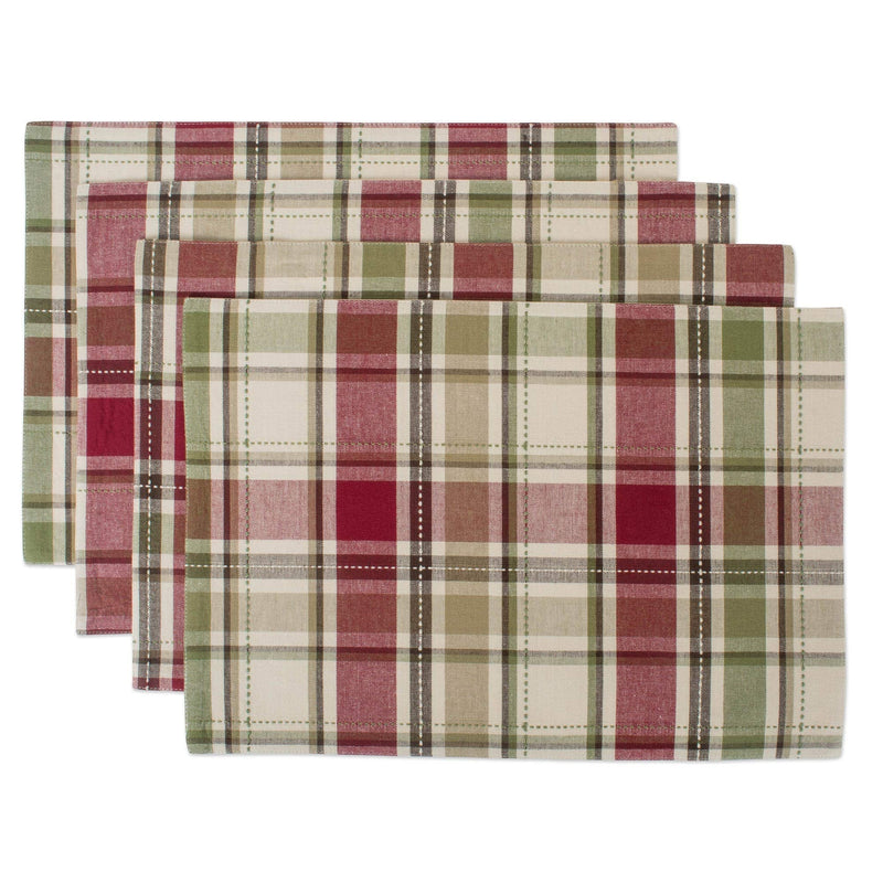 [Australia - AusPower] - DII Fall Basics Collection 100% Cotton, Machine Washable, Tabletop, Placemat Set, 13x19, Homespun Plaid, 4 Piece Placemat Set, 13x19" 