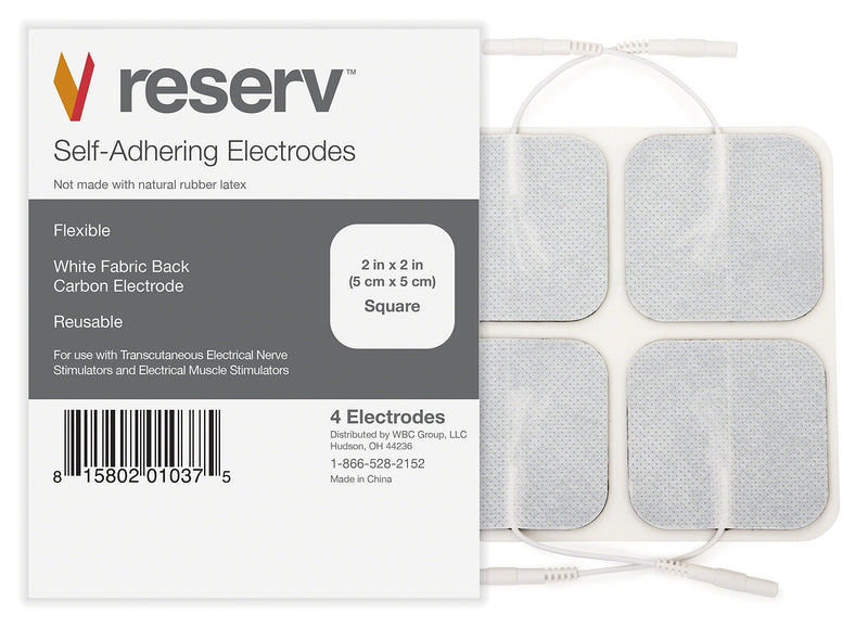 [Australia - AusPower] - reserv 2" x 2" Premium Re-Usable Self Adhesive Electrode Pads for TENS/EMS Unit, Fabric Backed Pads with Premium Gel (White Cloth and Latex Free) (1/2 Pack (20 electrodes)) 1/2 Pack (20 electrodes) 