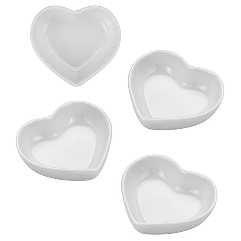 [Australia - AusPower] - Super Cute heart shape Ceramic Sauce Dish,Mini Side Seasoning Dish,Condiment Dishes/Sushi Soy Dipping Bowl,Snack Serving Dishes,Love Porcelain Small Saucer Set(Set of 4) (3.38inch) 3.38inch 