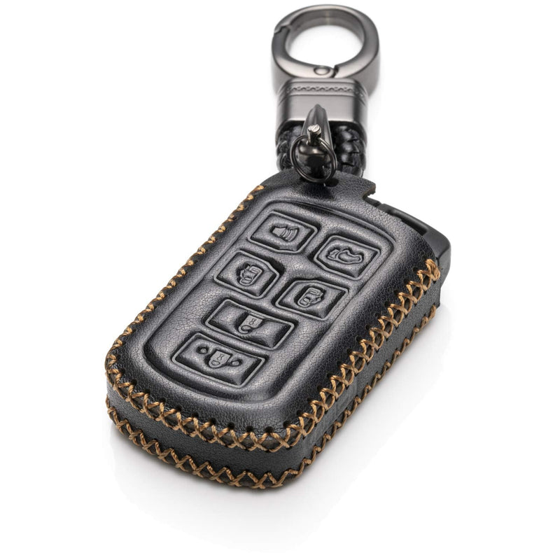 [Australia - AusPower] - Vitodeco Genuine Leather Smart Key Keyless Remote Entry Fob Case Cover with Key Chain Compatible with Toyota Sienna 2011-2020 (6 Buttons, Black) 6 Buttons 