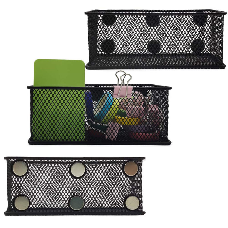 [Australia - AusPower] - EASEPRES Magnetic Pencil Holder Set of 3 - Black Wire Mesh Storage Baskets Organizer with Strong Magnets - Perfect for Whiteboard, Refrigerator and Locker Accessories 
