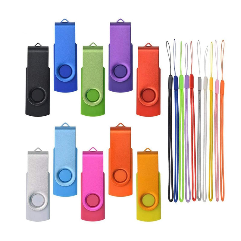 [Australia - AusPower] - Multipack Memory Stick 128MB - Bulk 10 Pack USB Flash Drives - Kepmem Small Capacity Thumb Drive with Colorful Ropes 10 Pack - Multicoloured 