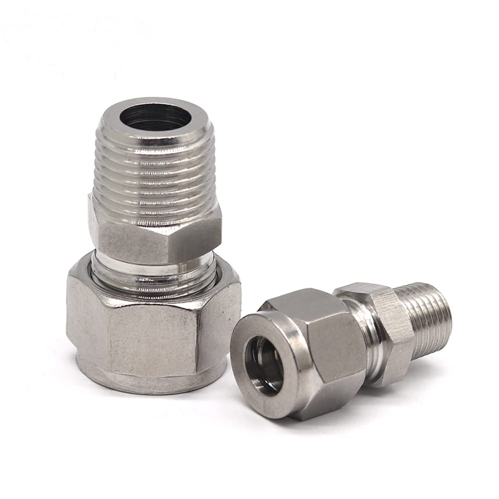 [Australia - AusPower] - Metalwork 304 Stainless Steel Compression Tube Fitting Male Connector Adapter 3/8" NPT Male x 10mm OD (2 Pcs) 2 Pcs 