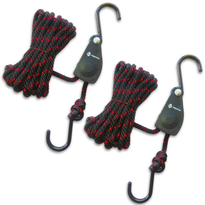 [Australia - AusPower] - Kayak Tie Down Straps Canoe Bow and Stern Heavy Duty Cargo Ratchet Pulley Rope Hanger (Black Sleeve Elite, 12 Feet,2pack) Black Vinyl Coated 12 ft 