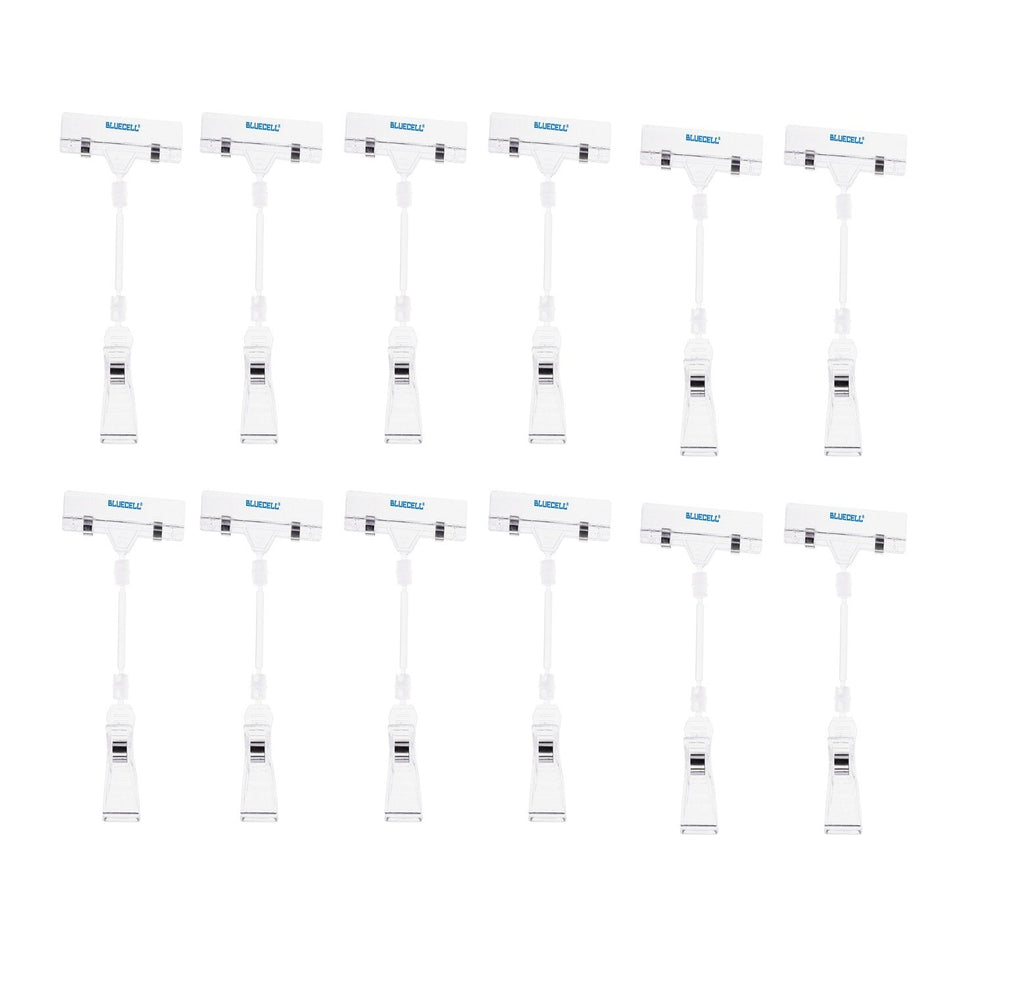 [Australia - AusPower] - Bluecell 12pcs Clear Color Plastic Adjustable Rotatable Rack POP Clip-on Style Merchandise Sign Display Clip Holder, 6-1/4inches 