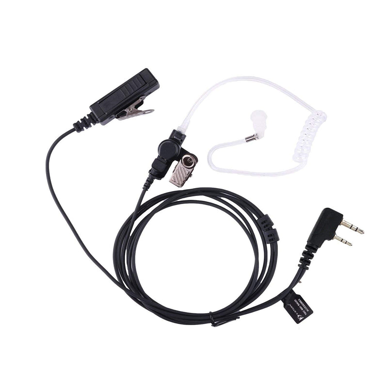 [Australia - AusPower] - KS K-STORM Covert Acoustic Tube Walkie Talkie Earpiece Headset with Mic Compatible with 2 Pin Kenwood Two Way Radio, PU Material, Black (Kenwood) 