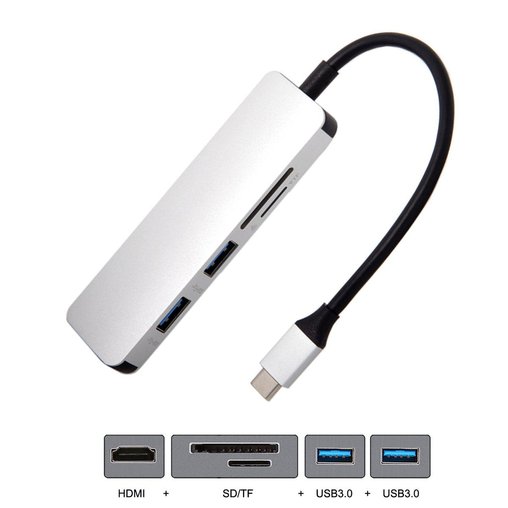 [Australia - AusPower] - Cablecc USB 3.1 Type-C USB-C to HDMI Dual Ports 3.0 Hub SD TF Card Reader for PC Laptop 