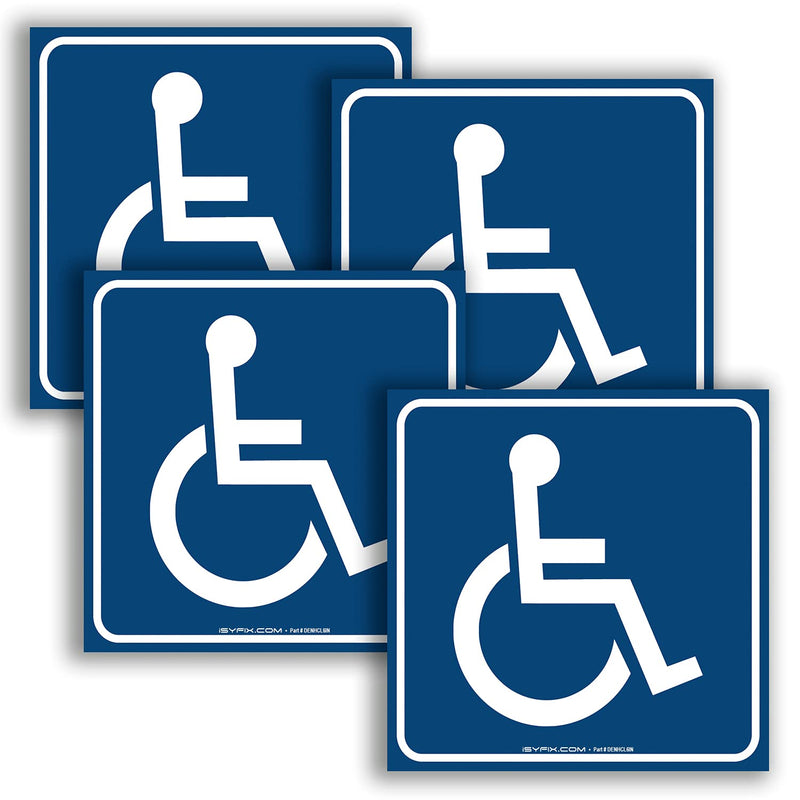 [Australia - AusPower] - Handicap Signs Stickers Decal Symbol - 4 pack, 6x6 inch - ADA Compliant - Disable Wheelchair Sign, Disability Sticker, Premium Self-Adhesive Vinyl, Laminated, Indoor & Outdoor Medium Dark Blue 